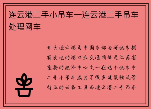 连云港二手小吊车—连云港二手吊车处理网车